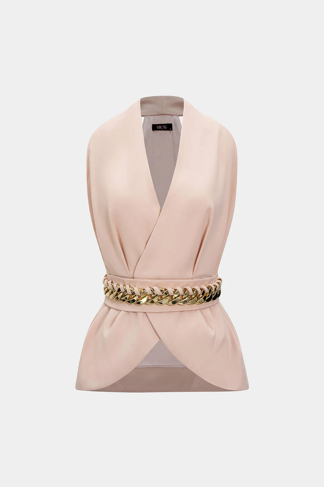 Metallic Chain V-Neck Sleeveless Tank Top