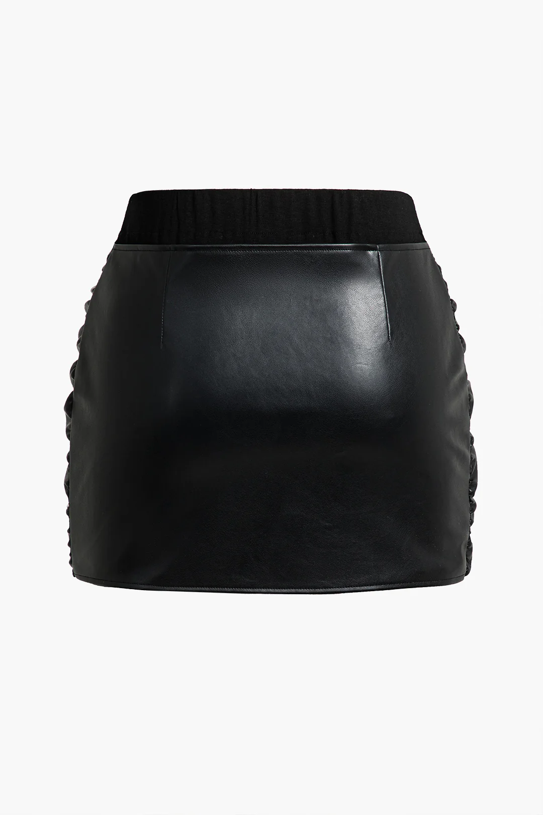 Plus Size Faux Leather Tie-Front Patchwork Skirt