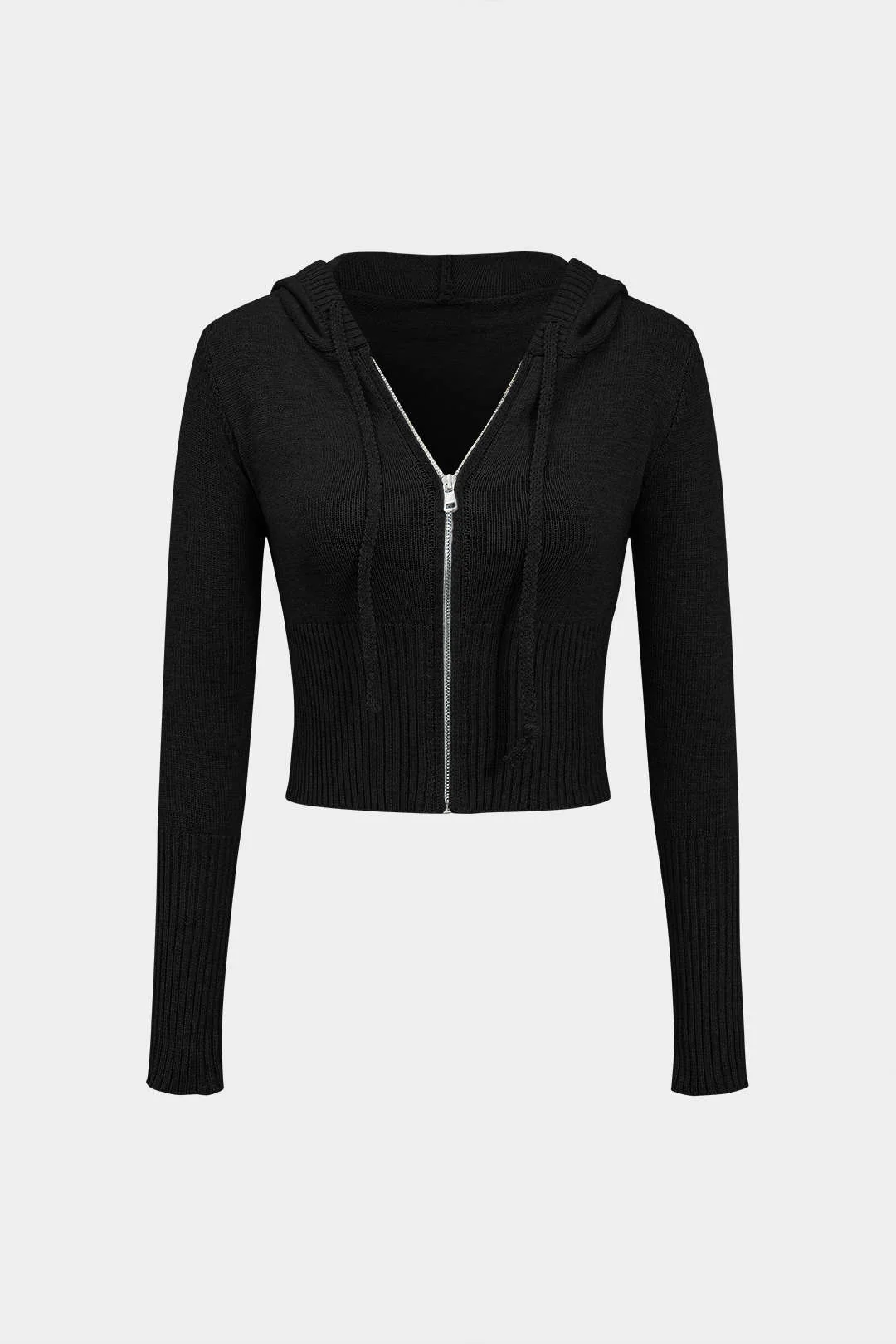 Solid Knit Hooded Top and Asymmetrical Pants Combo