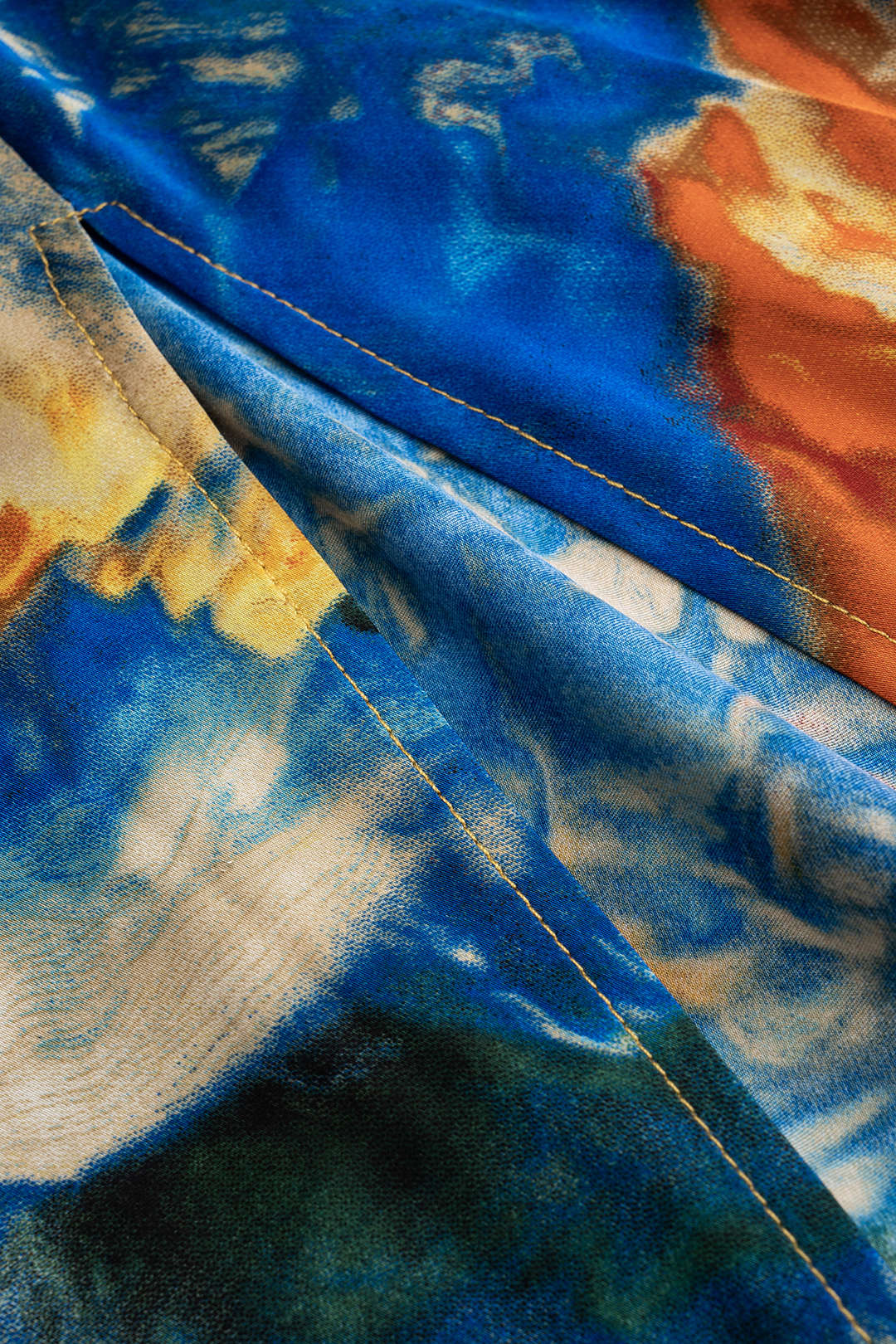 Plus Size Satin Abstract Pattern Draped Cowl Neck Slip Sleeveless Slit Midi Dress