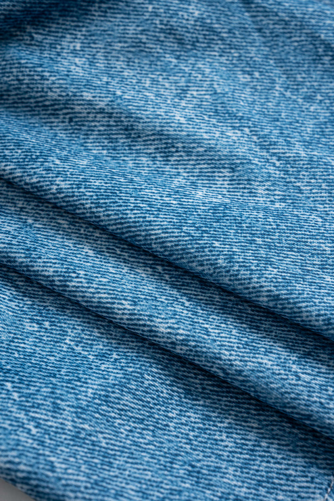 Denim Print Asymmetrical Twist Knot Strapless Tube Top