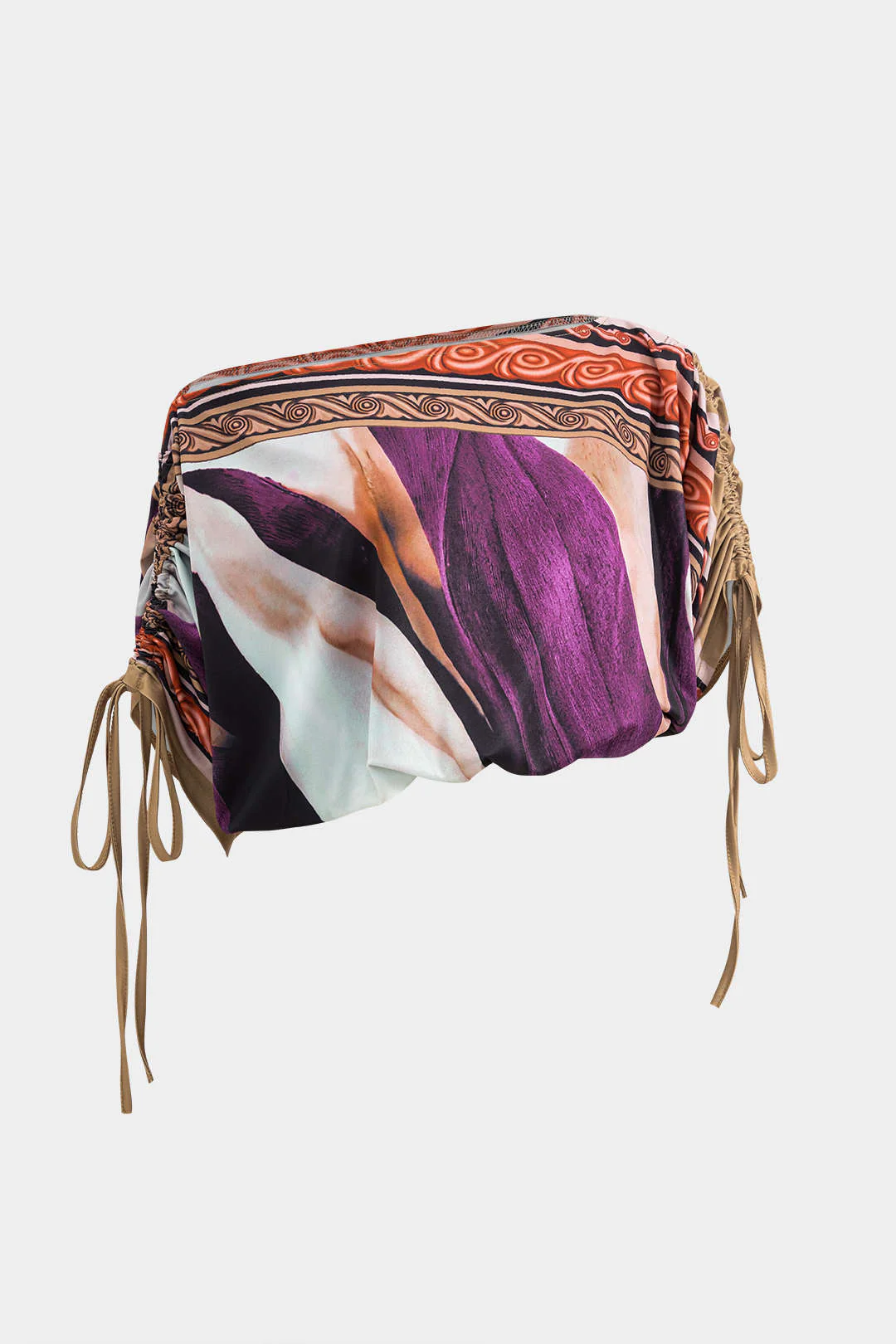 Abstract Floral Print Long Sleeve Top and Midi Skirt Combo