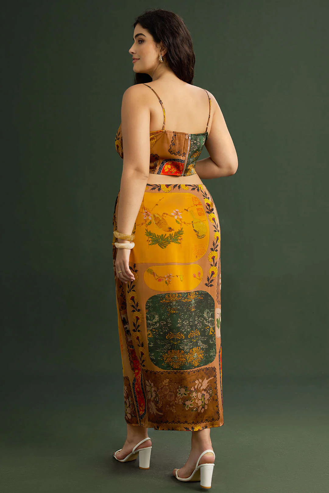 Plus Size Bohemian Print Zipper Slip Cami Top