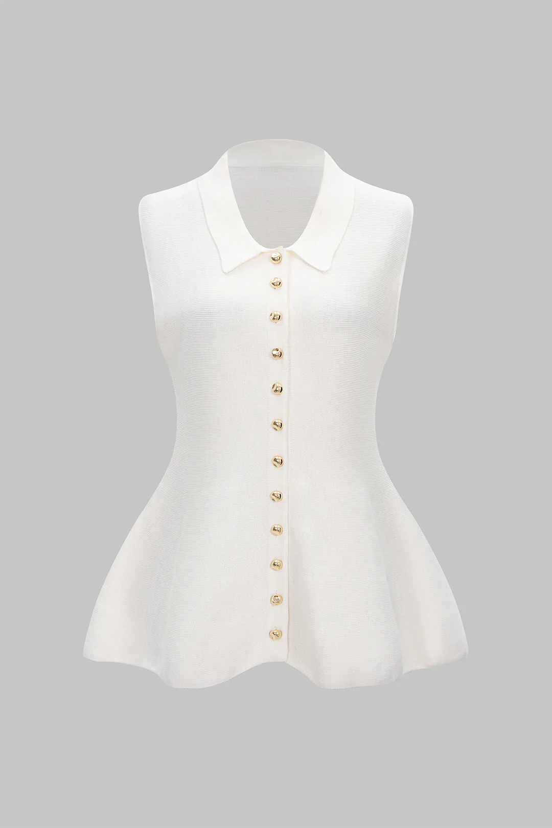 Puffed Hem Buttoned Tank Top