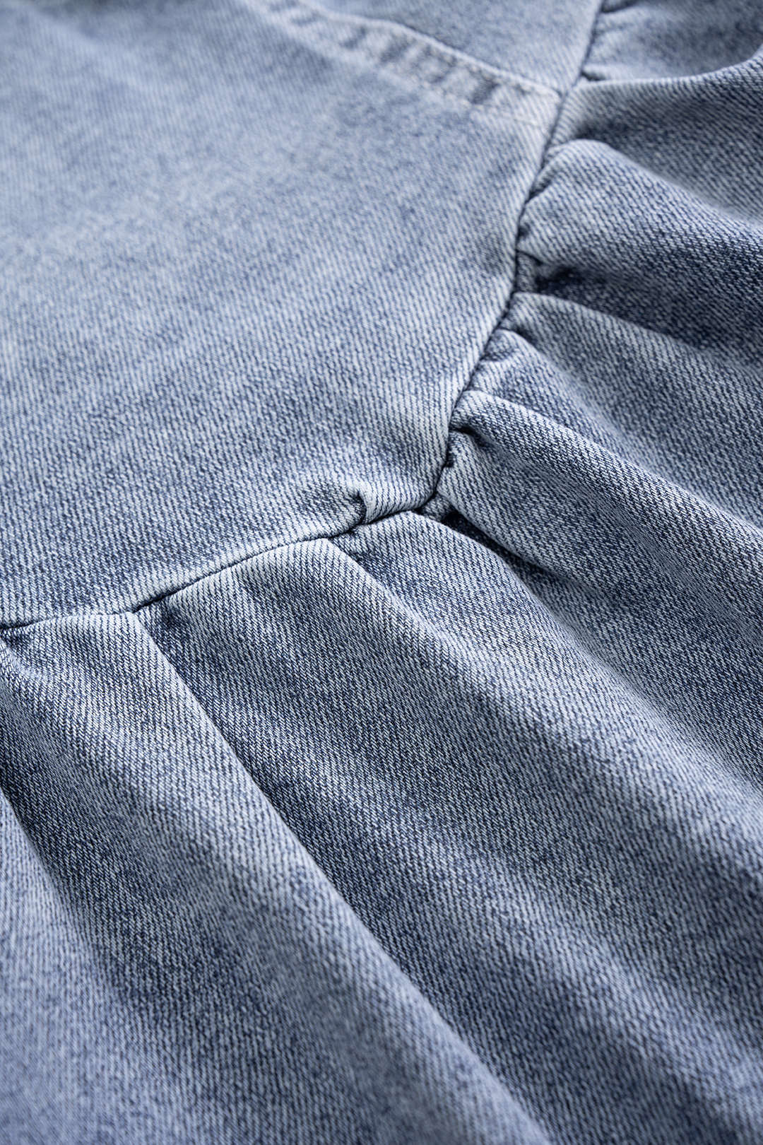 Denim Washed Puff Sleeveless Denim Dress