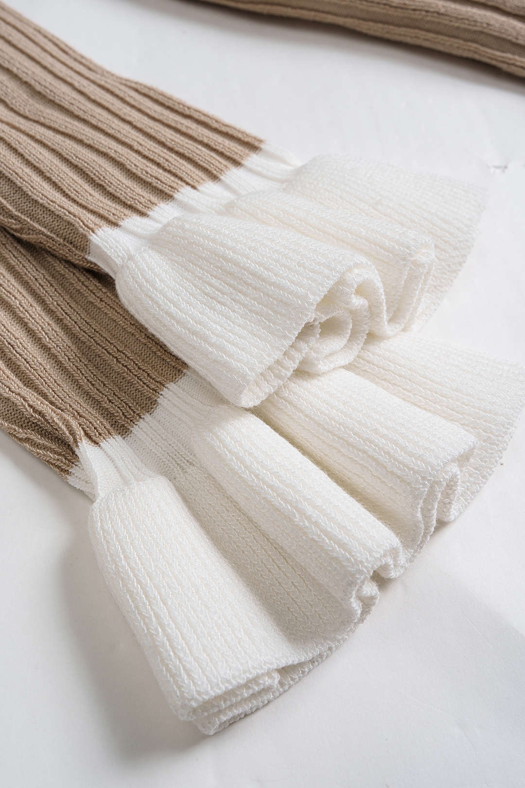 Knit Button V-Neck Ruched Long Sleeve Dress