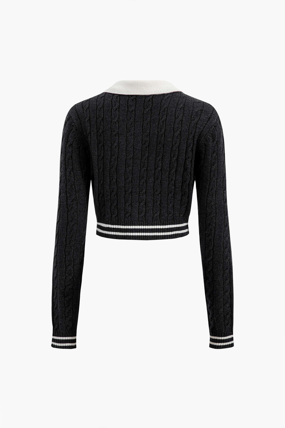 Color Block Knit Button with Fake Pockets Long Sleeve Top