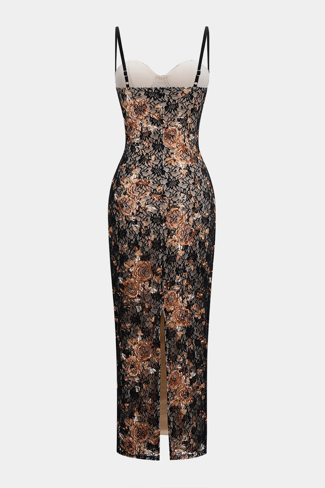 Floral Print Lace Patchwork Underwire Sleeveless Maxi Slip Dress