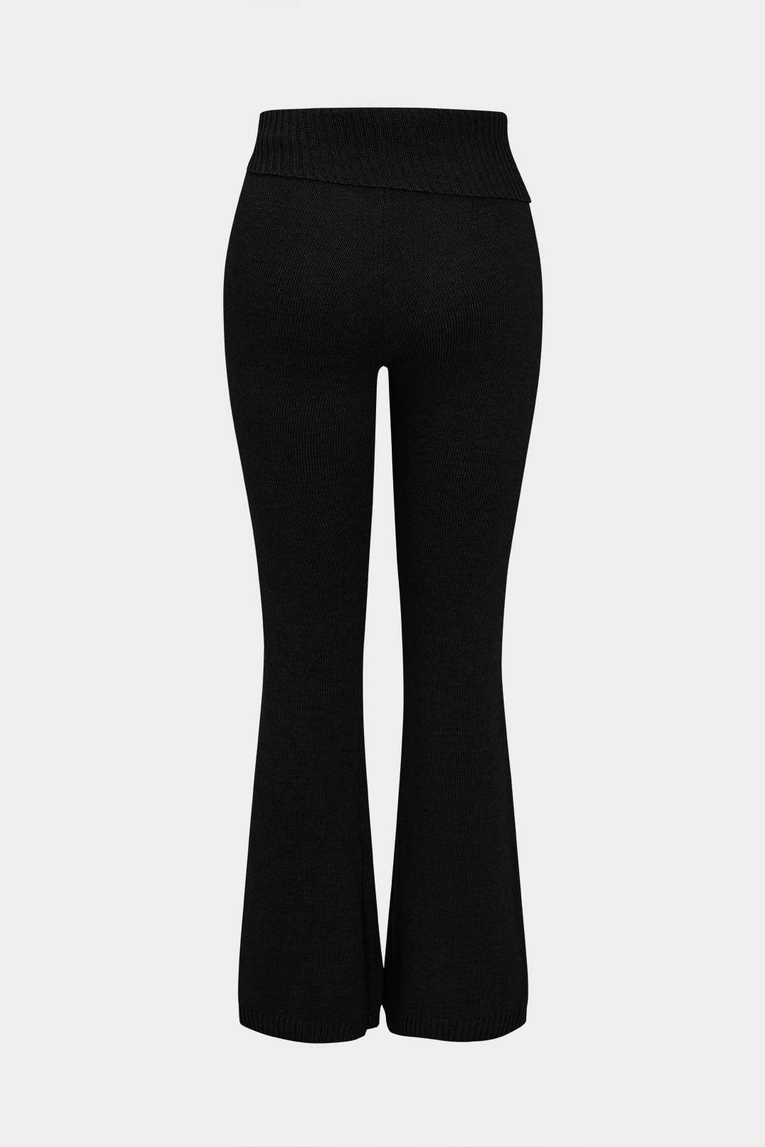 Solid Knit Hooded Top and Asymmetrical Pants Combo