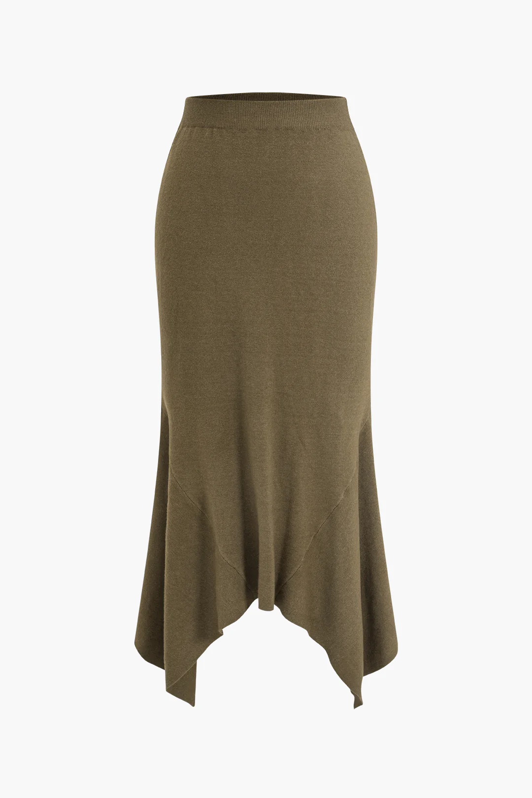 Solid Sweater Asymmetric Skirt