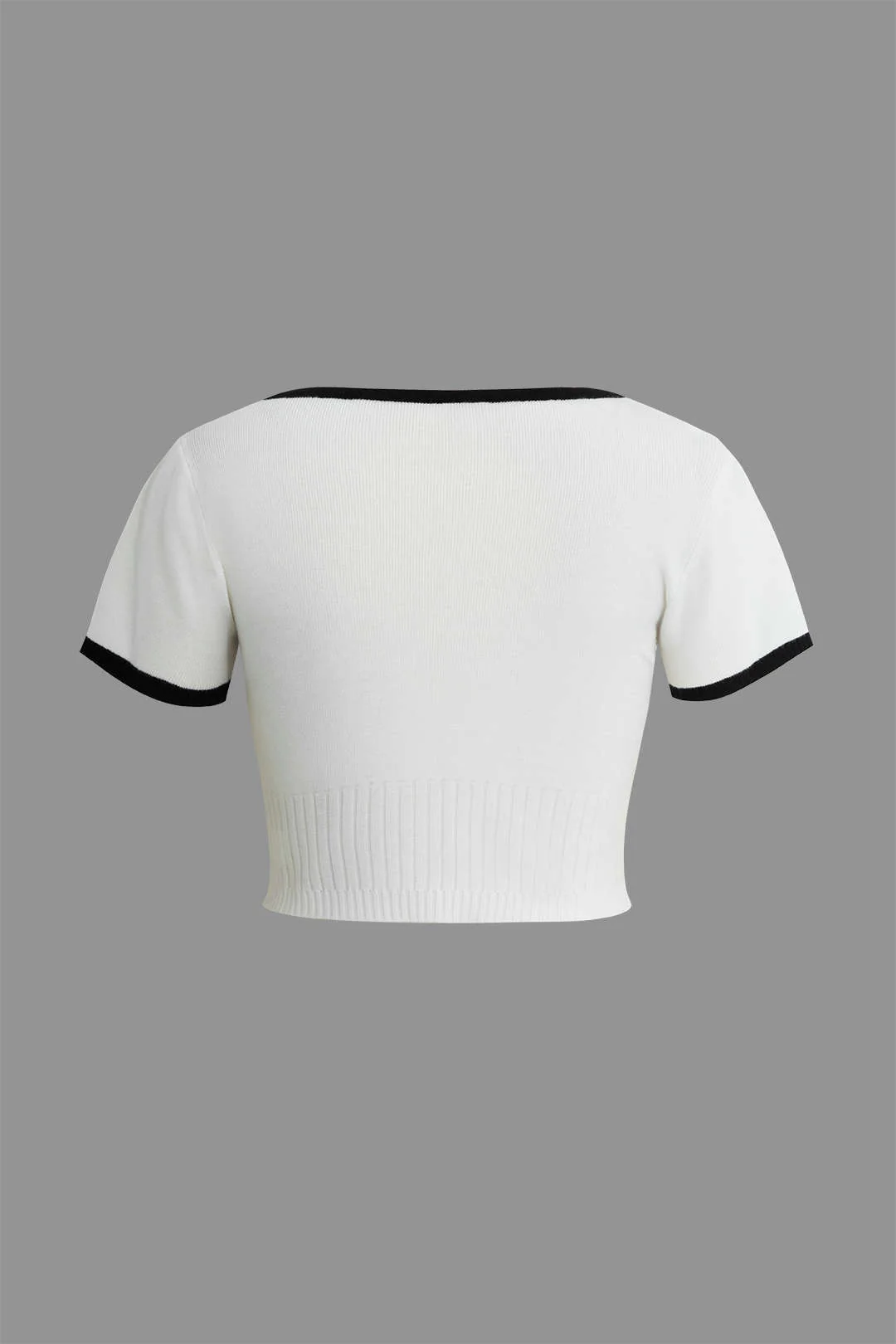 Plus Size Knitted Crop Top and Ribbed Knit Skirt Set