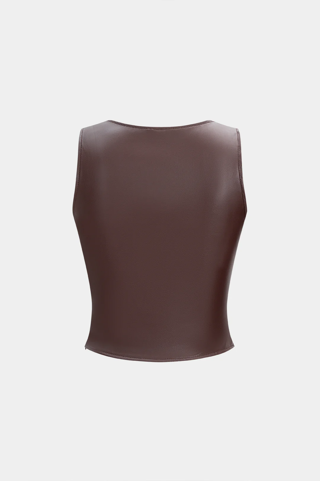 Faux Leather Pleated Tank Top