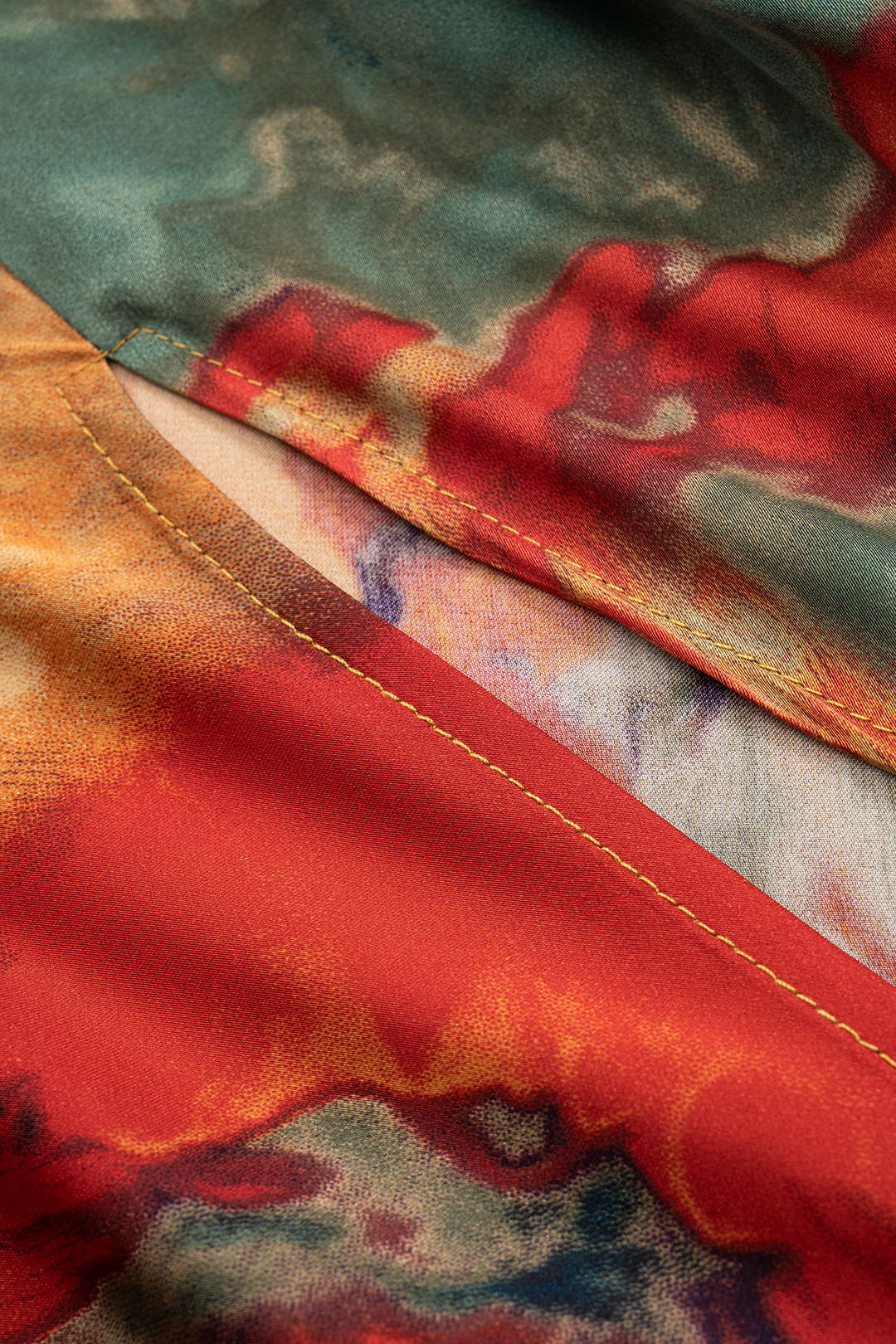 Plus Size Satin Abstract Pattern Draped Cowl Neck Slip Sleeveless Slit Midi Dress