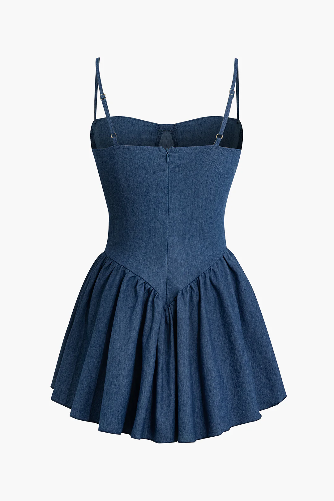 Ruched Bustier Denim Cami Dress