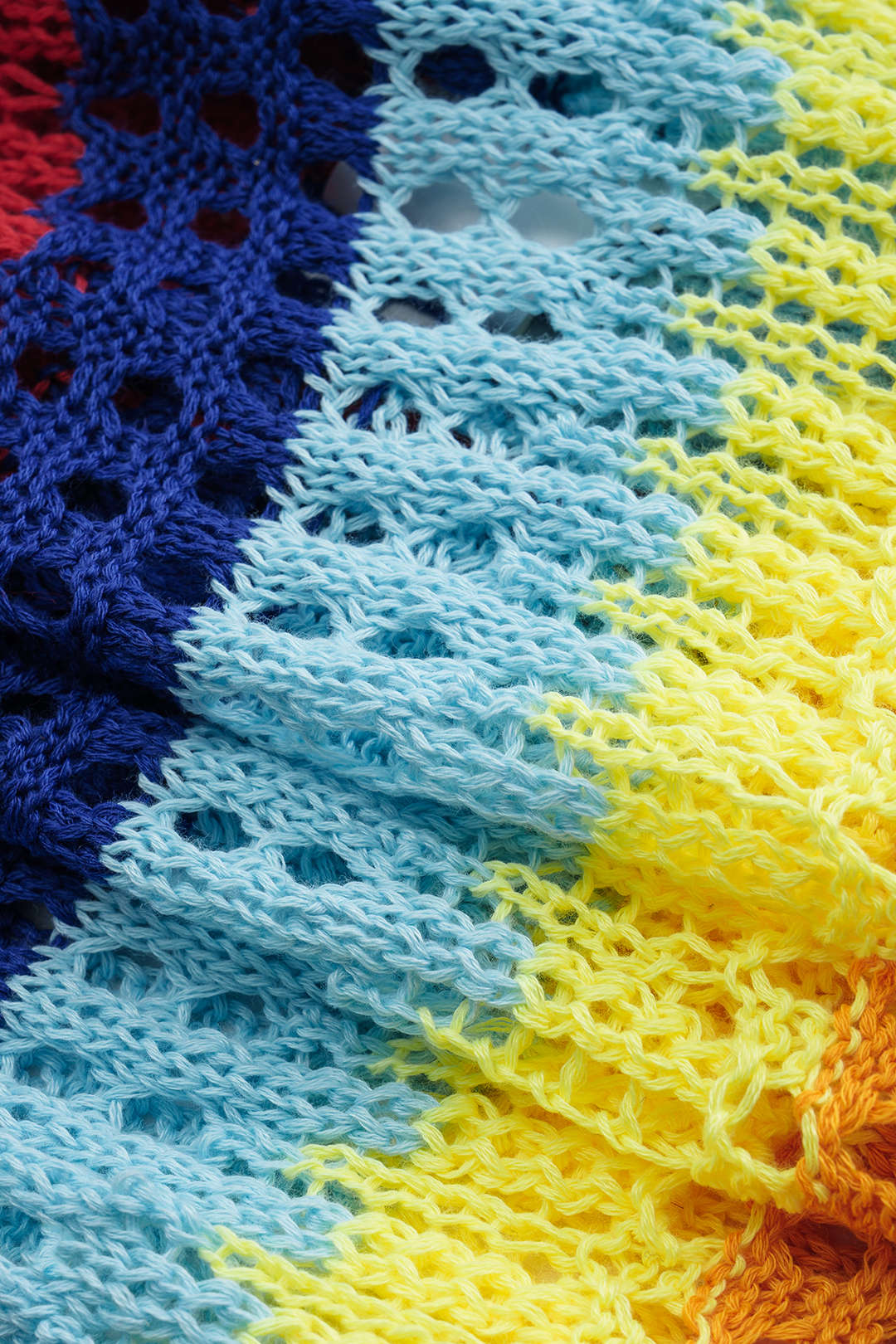 Contrasting Knit Hollow-Out Drawstring Shorts