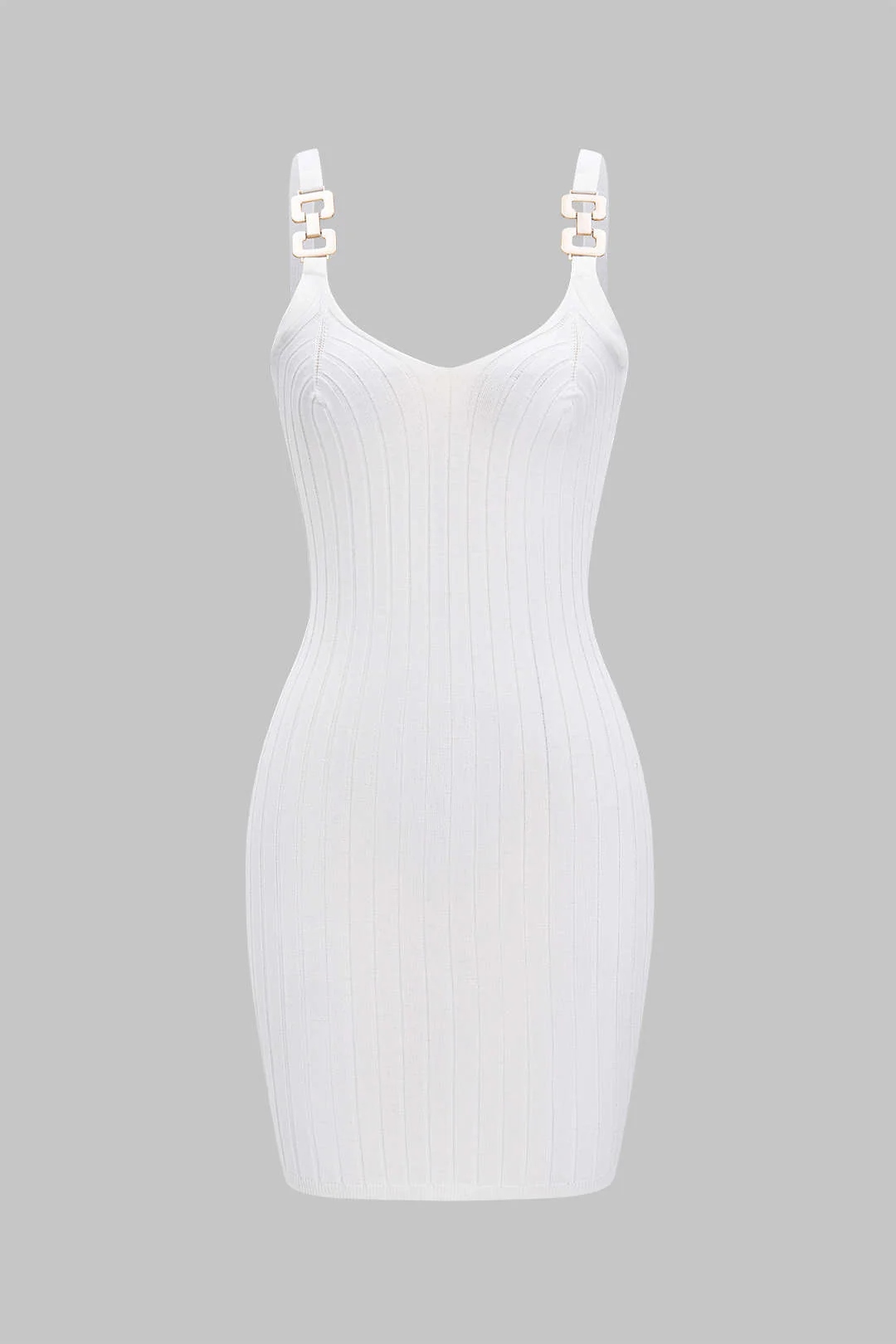 Knit Tank V-Neck Metallic Decor Sleeveless Dress
