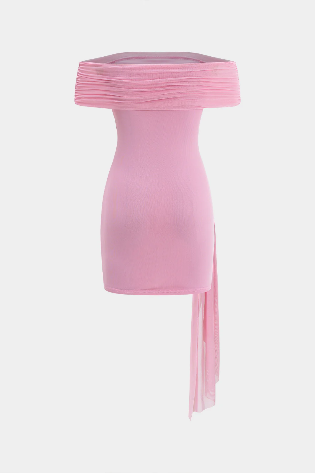 Mesh Off Shoulder Tie Front Mini Dress