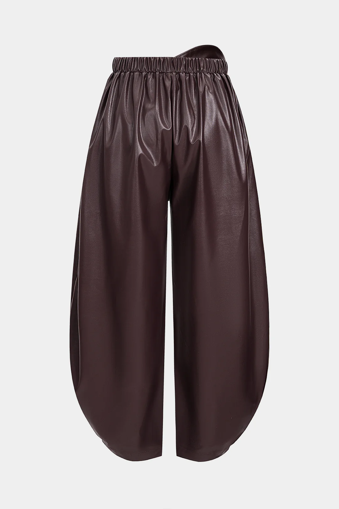 Faux Leather Asymmetric Barrel Pants