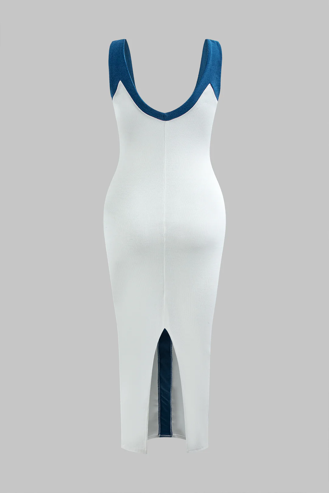 Plus Size Contrast Sleeveless V-Neck Mid-Length Dress