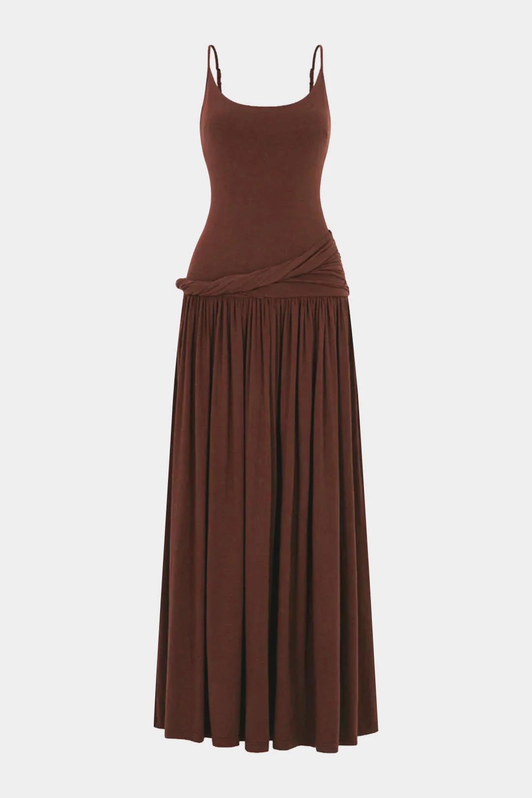 Twisted Asymmetrical Slip Sleeveless Maxi Dress
