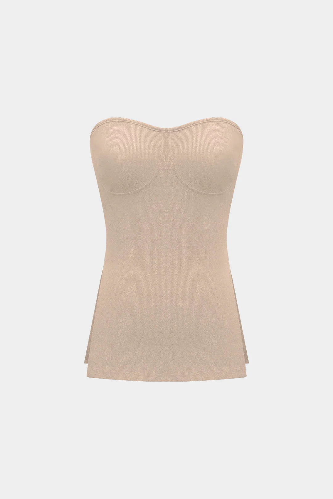 Simple Solid Knit Strapless Top and Shorts Set