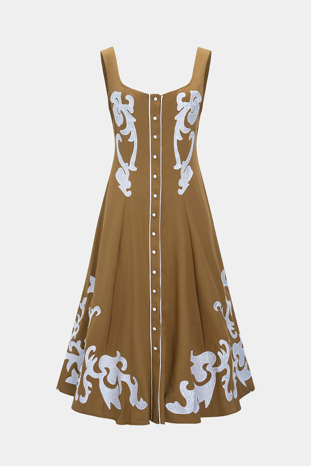 Pop Art Print Embroidery Sleeveless Tank Midi Dress