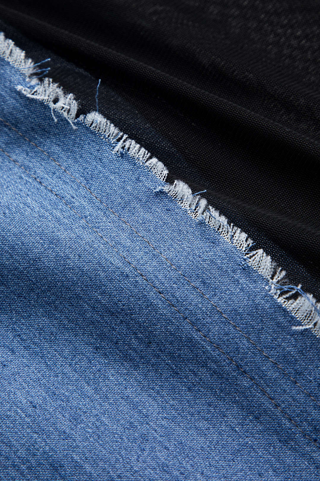 Denim Contrast Mesh Patchwork Skirt