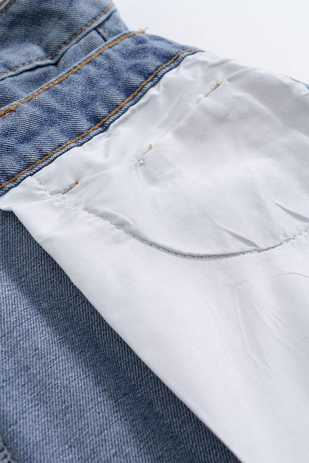 Double Waistband Denim Mini Skirt