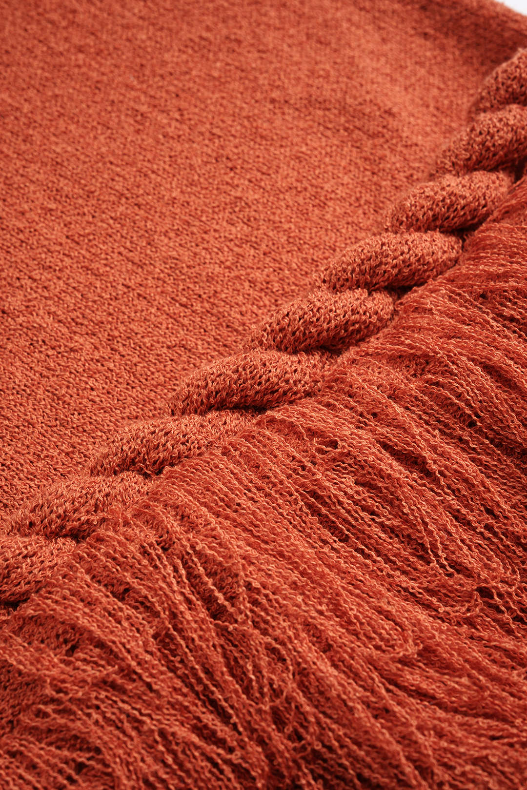 Knit Fringe V-Neck Sleeveless Dress