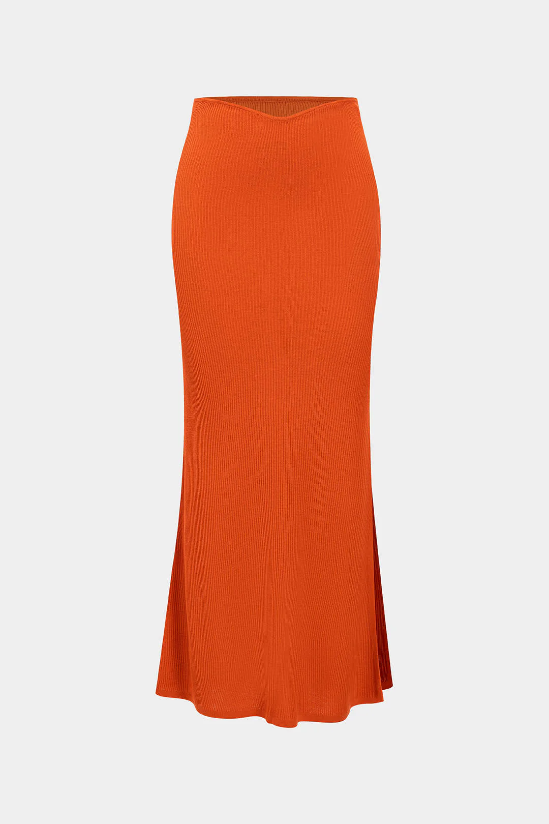 Solid Knitted Slit Skirt