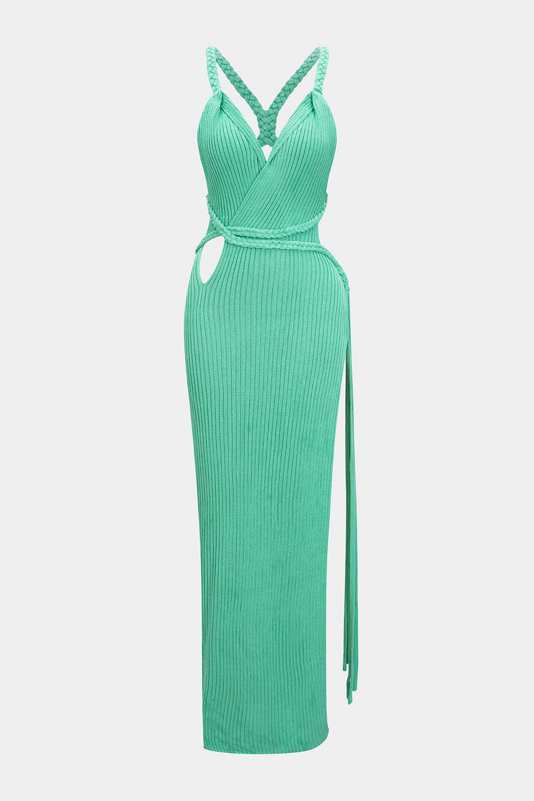 Knit Cut Out Braided Slip Sleeveless Dress