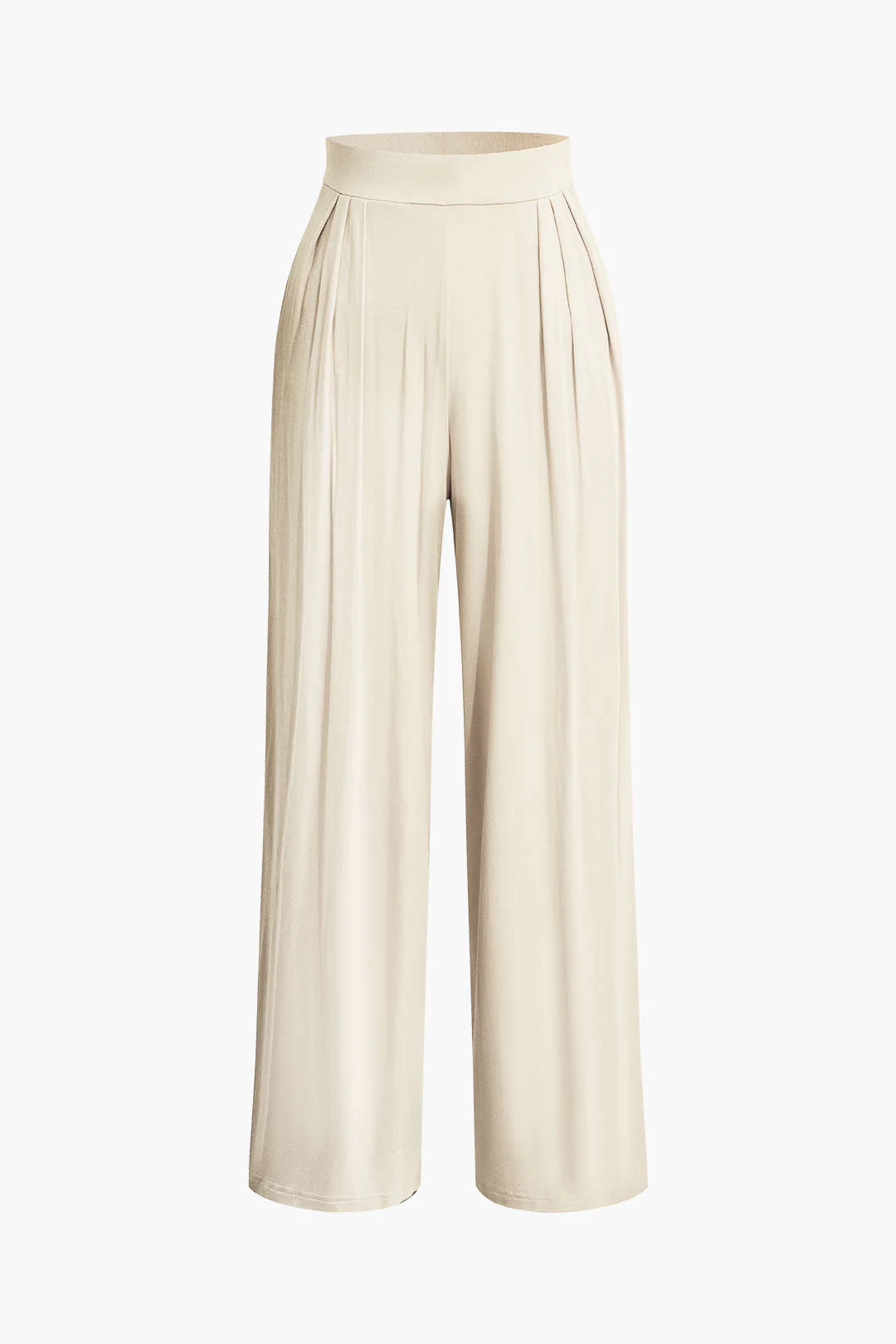 Tie Knot Front Ruched Tube Top and Pleated Wide-Leg Pants Set