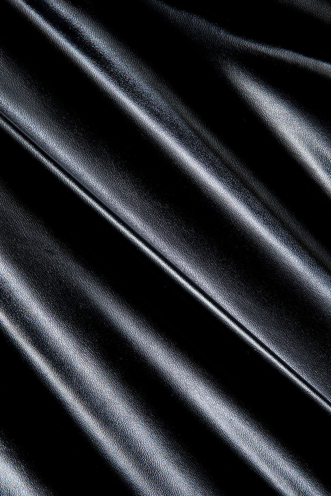 Button-Patchwork Faux Leather Mini Dress