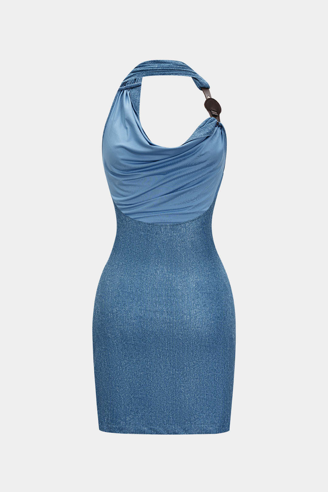 Mesh Halter Neck Asymmetrical Sleeveless Mini Dress