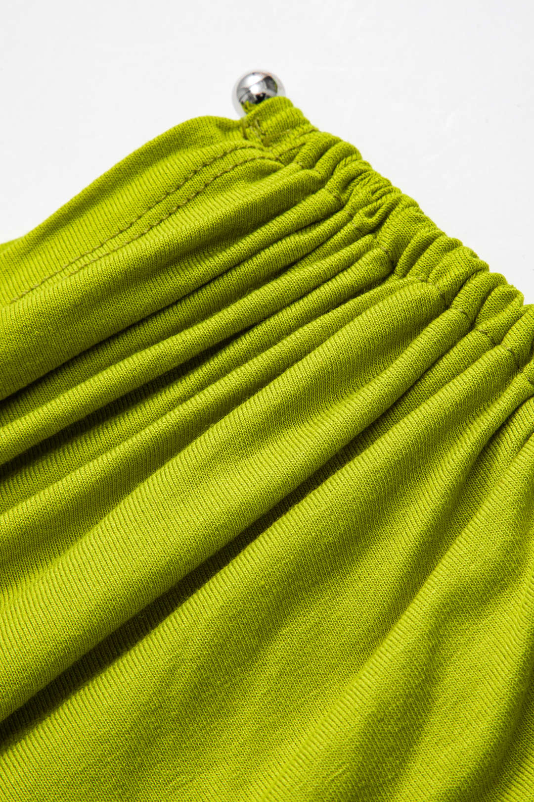 Solid Ruched Top and Metal Asymmetrical Skirt Ensemble