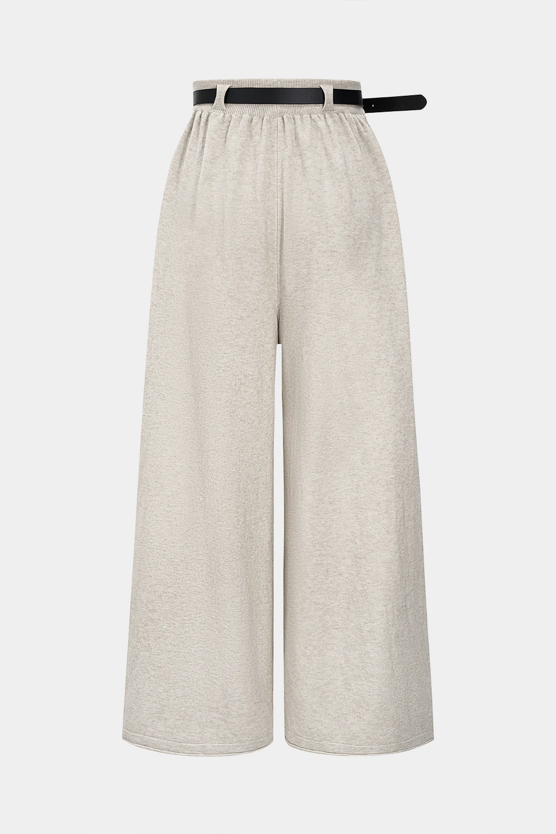 Knit Belted Wide-Leg Trousers