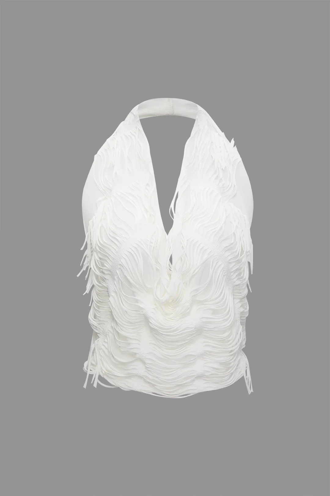 Distressed Halter Cami Top and Asymmetrical Mini Skirt Ensemble