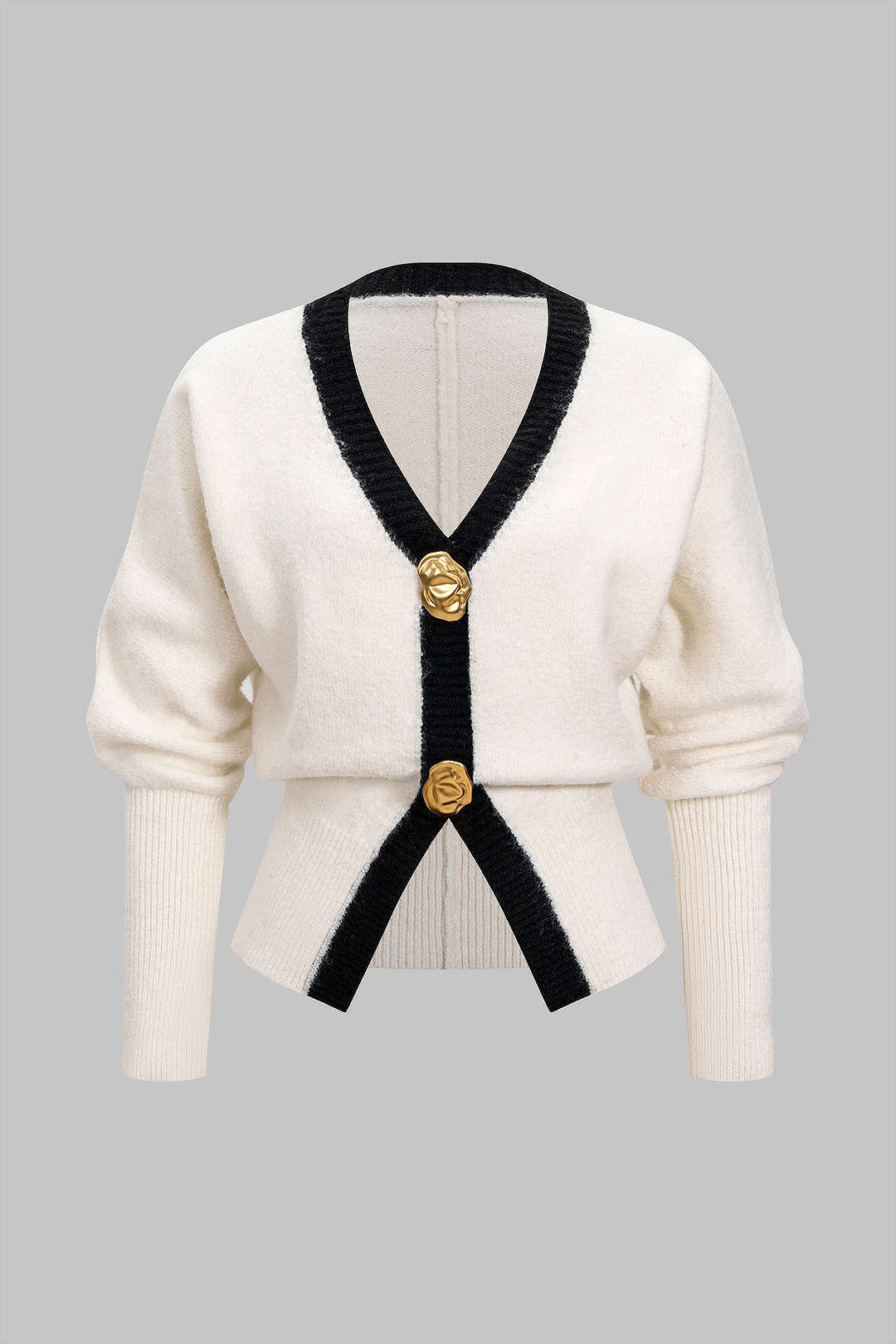 Knit Contrast Metallic V-Neck Cardigan