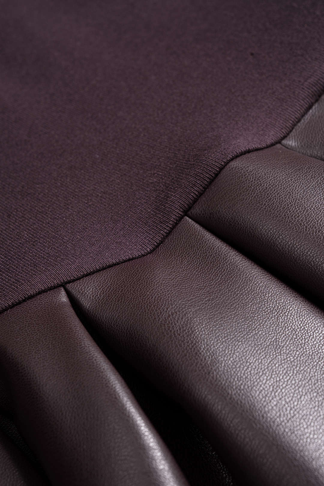 Plus Size Faux Leather Round Neck Ruched Sleeveless Mini Dress