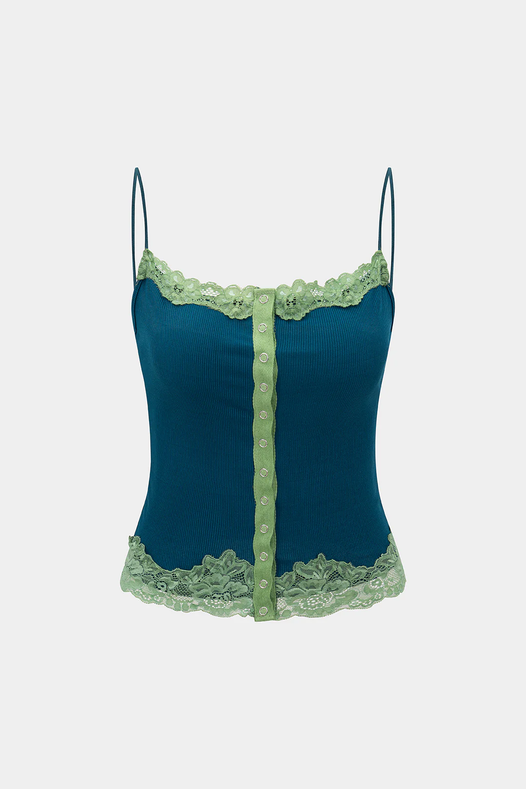 Button Patchwork Sleeveless Camisole Top