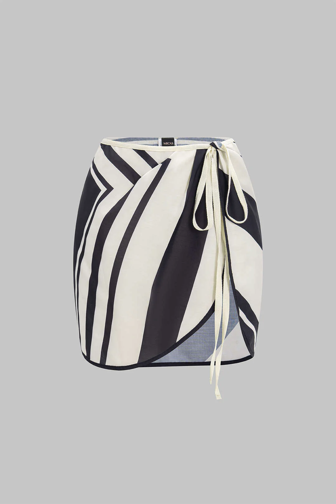 Contrast Print Tie Front Skirt