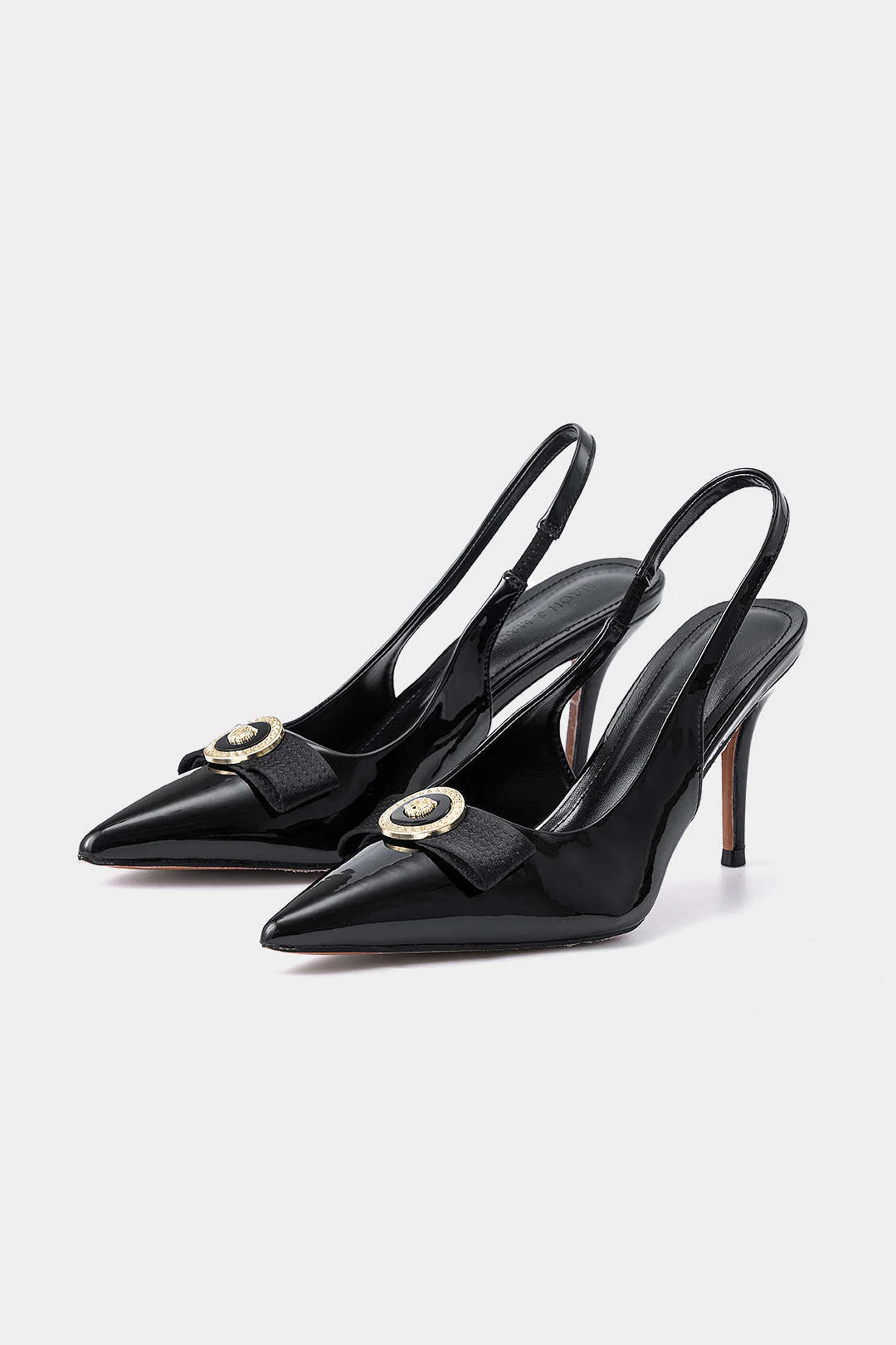 Metallic Faux Leather Pointed Toe Heels