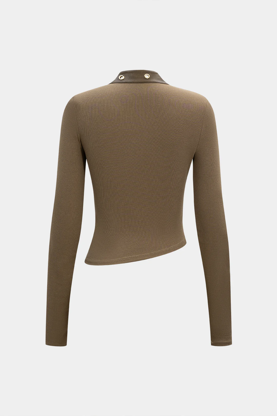 Metallic Asymmetrical Long Sleeve Faux Leather Top