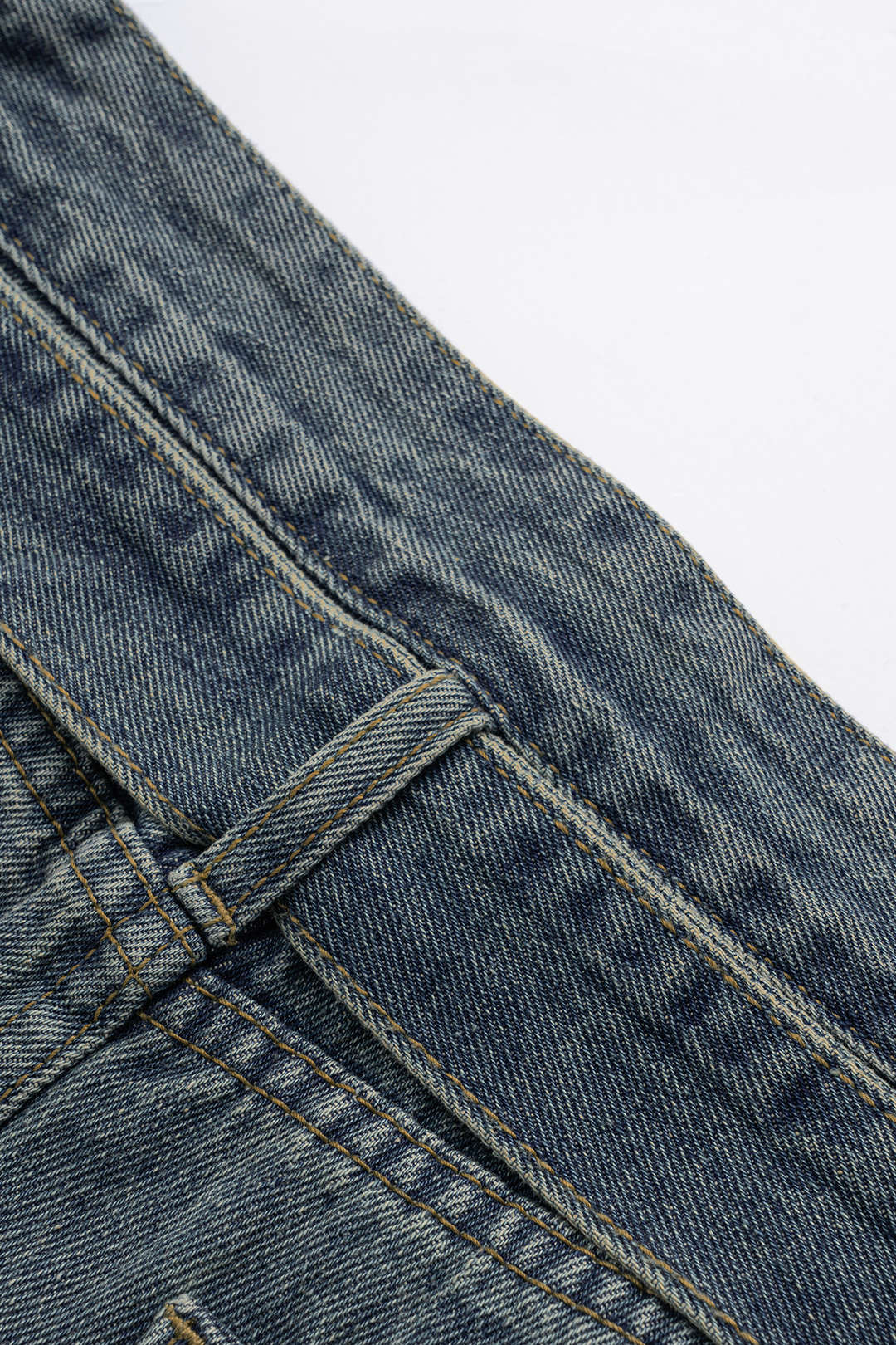 Denim Pocket Belt Asymmetrical Short Shorts