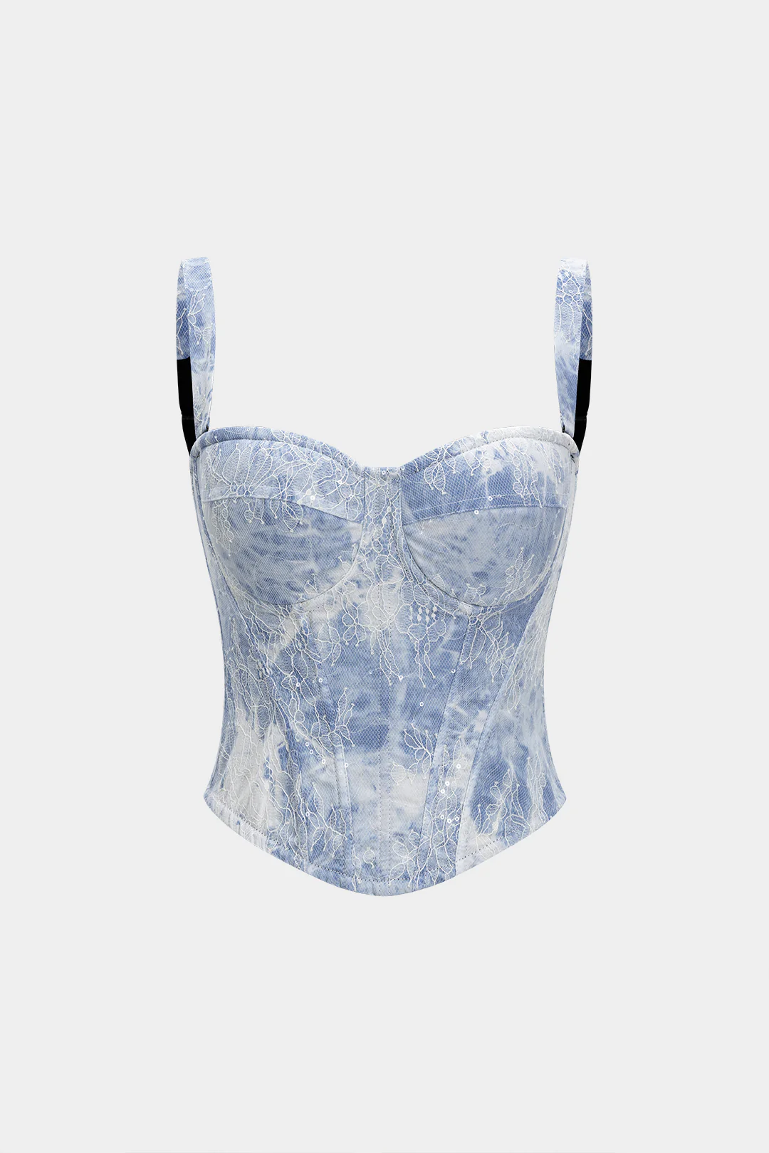 Embroidered Bustier Corset with Zipper Slip Cami Top