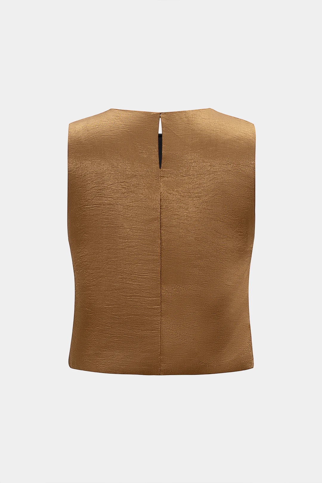 Satin Round Neck Asymmetric Tank Top