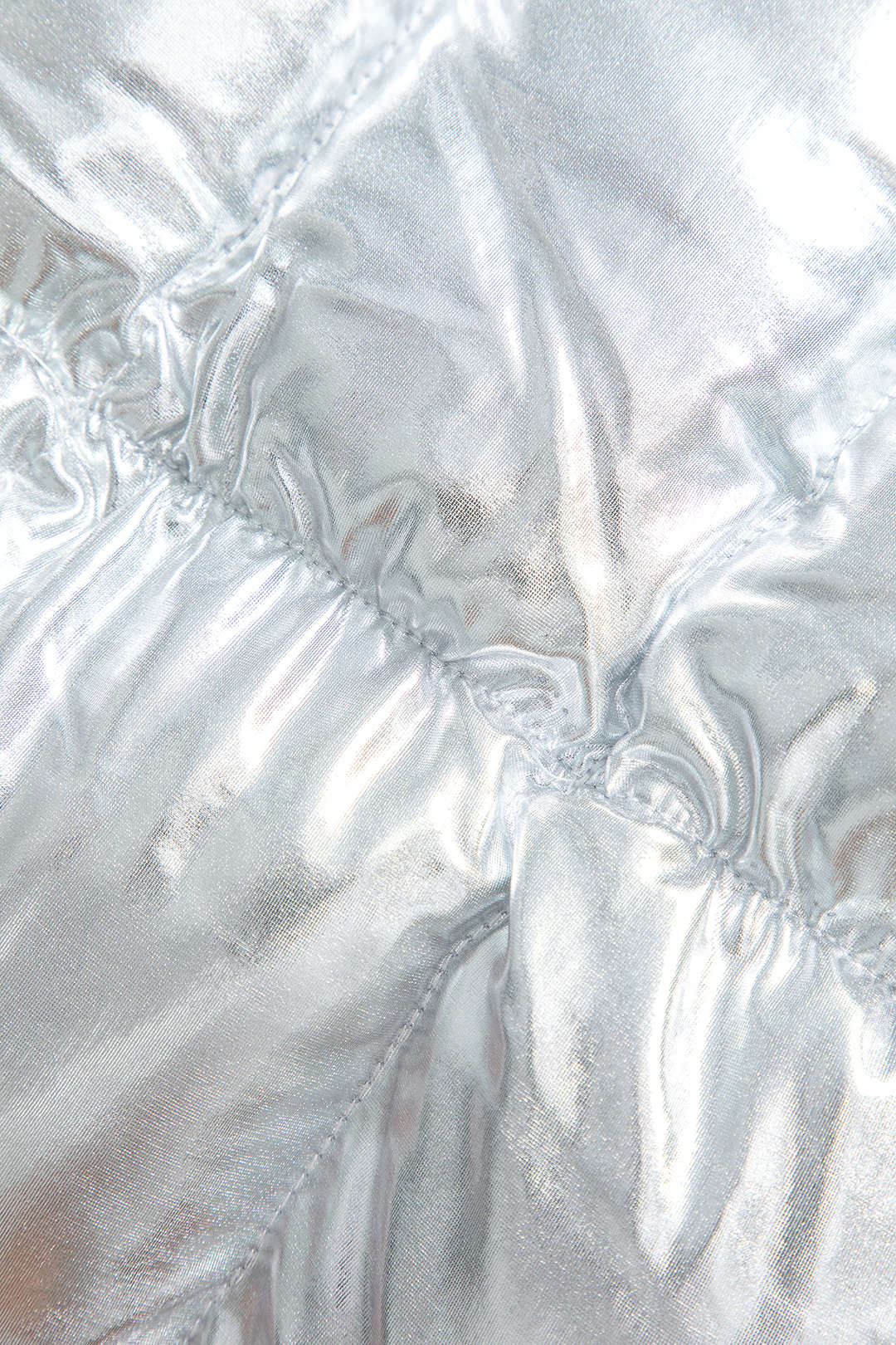 Metallic Ruched Mini Puffer Skirt