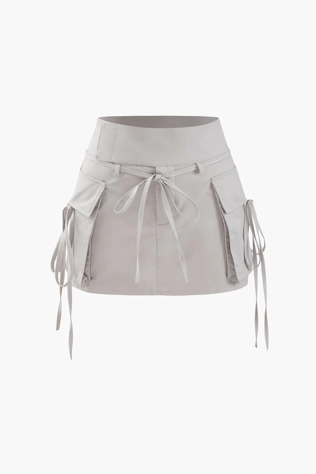 Low-Rise Tie Cargo Mini Skirt