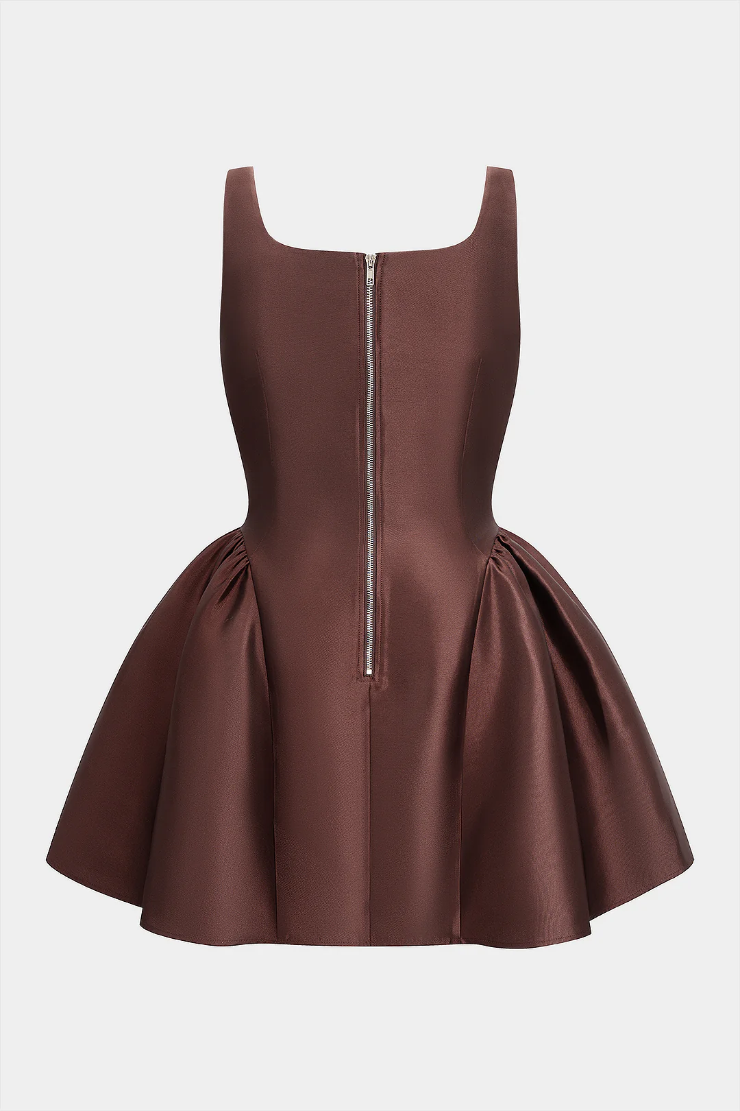 Plus Size Zipper Puff Sleeveless Mini Dress