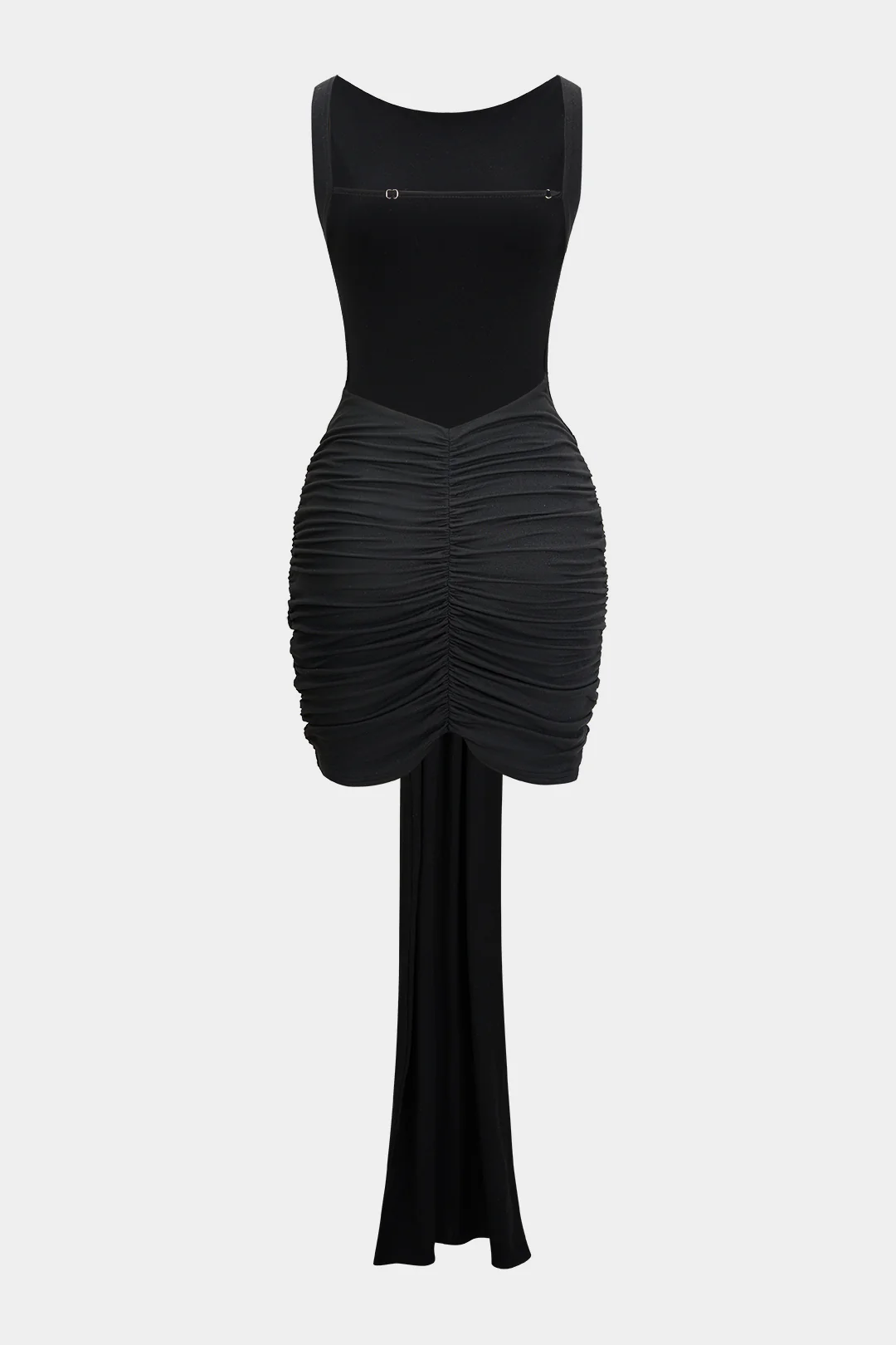 Metallic Ruched Strappy Sleeveless Mini Decorative Dress